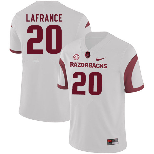Men #20 Giovanni LaFrance Arkansas Razorbacks College Football Jerseys Sale-White